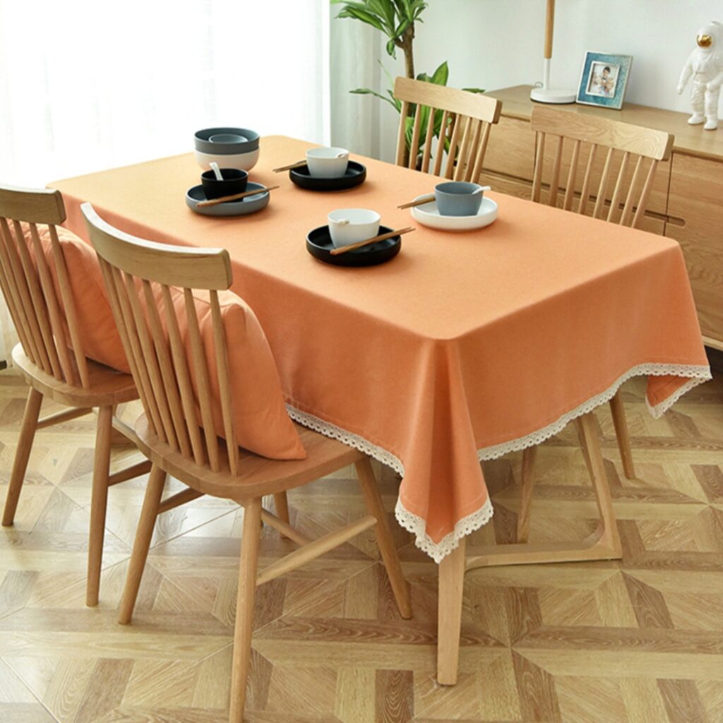 Khăn trải bàn dưới kính vải trơn màu cam